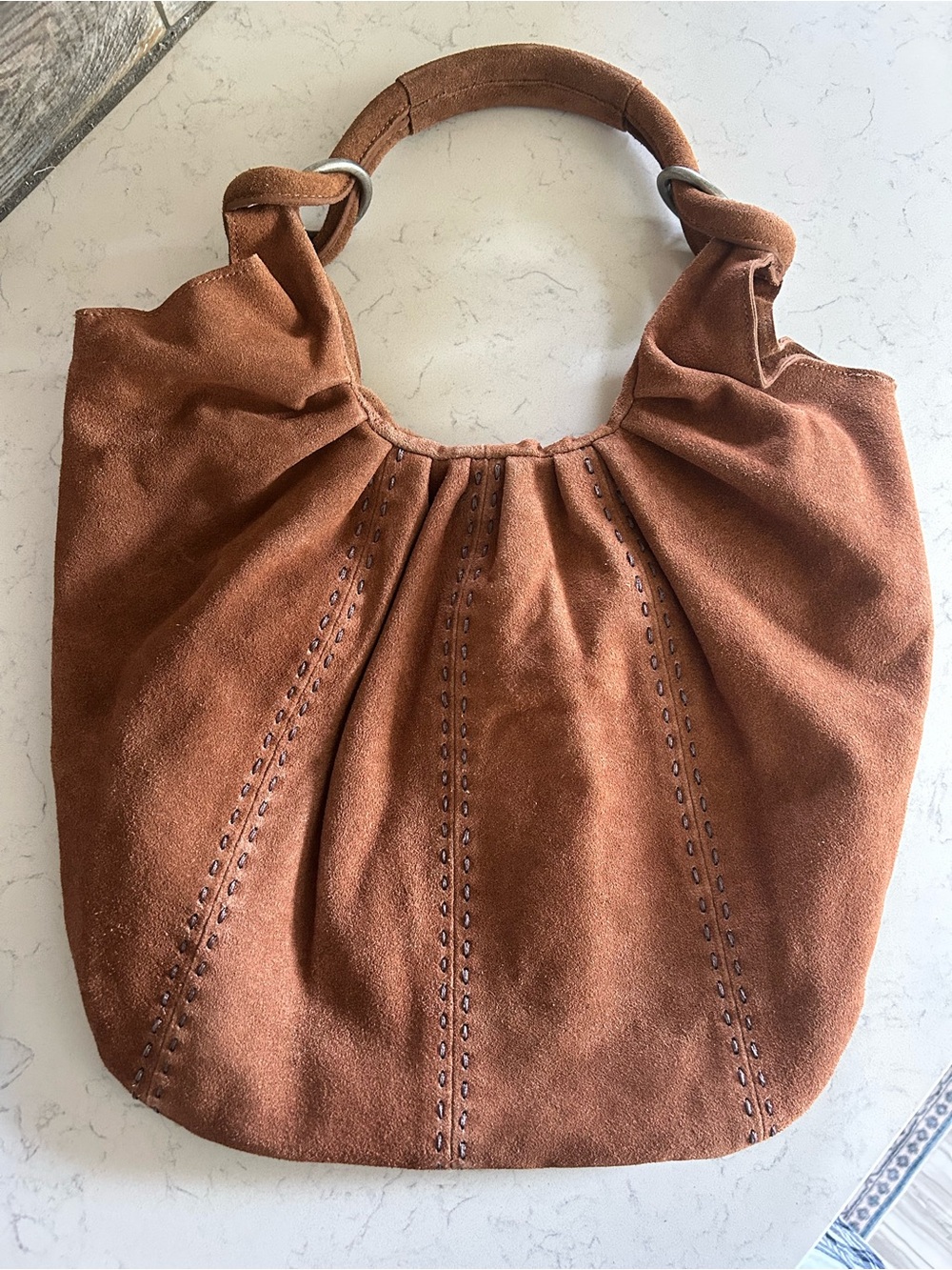 Free People Skadi Suede Scrunch
Tote Hobo Shoulder Bag-Strawberry Charm & Scarf - Picture 7 of 16